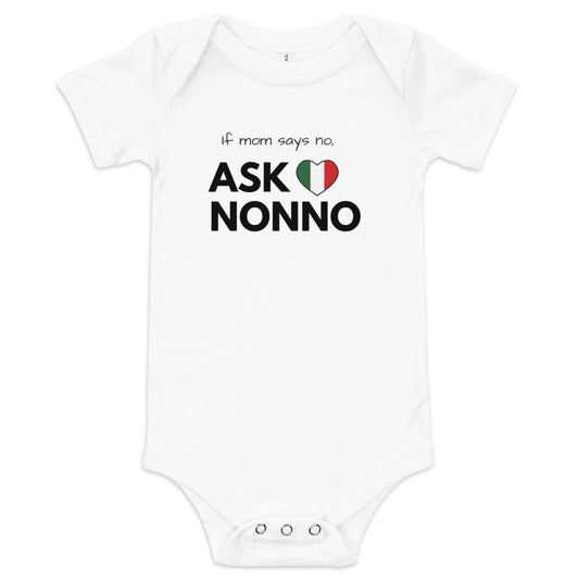 If mom says no, ask nonno - Baby short sleeve one piece Onesie