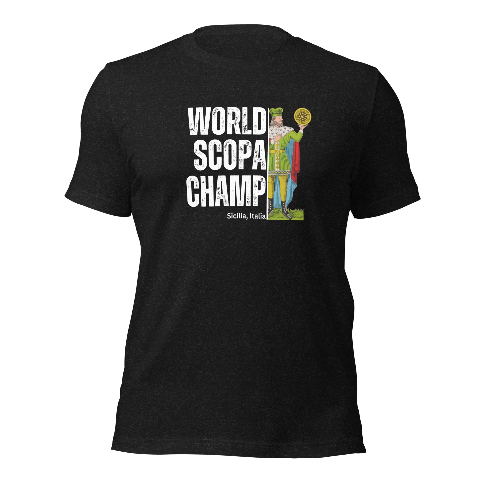 World scopa king Sicilian cards funny t-shirt